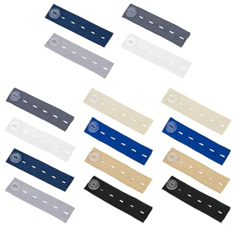 16 st elastisk byxförlängning, justerbar knapp förlängningsbälte, midjeförlängningsspänne, denim midjestängning.