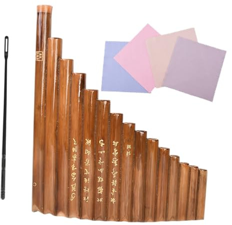 DECORNIJIA 15-rohr Bambus Panflöte Mit Kunststoffstimmer Tragbares Holz Blasinstrument Für Kinder Und Anfänger Pädagogisches Musik Instrument in Braun