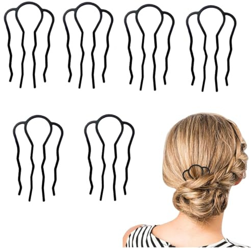 EJRUP 6 Stück Haarkamm zum Stecken,Vintage Haar Steckkamm Haarklammer Metall Gabel Clip U Förmige,4 Zähne Metall Seitenkämme,Haarschmuck French Hair,für Frauen Mädchen Vieler Frisuren