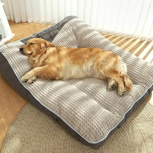 Hruile Orthopädisches Hundebett Grosse Hunde Hundekissen Hundekorb | 80x64x18cm, Waschbares, mit Reißverschluss, Rutschfestes Haustierbett Waschbar, Hundesofa Mittelgroße Hunde