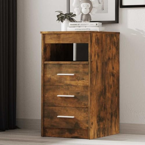 SooIarix Skänk med lådor, rökek, 40 x 50 x 76 cm, trämaterial, kompakt kontorsskåp för organisering och extra lagringsutrymme i vardagsrummet