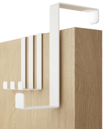 4smile Over Door Hook Set of 4 - Holds 8KG - White Coat Hooks for Leaf Depth 3.6 cm (1.4) + 4.6 cm (1.8) Sturdy Hangers for Clothes, Wreath Hanger