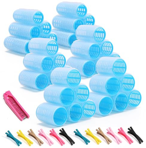 49PCS Self Grip Hair Rollers Set with Duckbill Clips & Comb – 3 Sizes for Effortless Volume, Waves & Curls – No Heat, All Hair Types