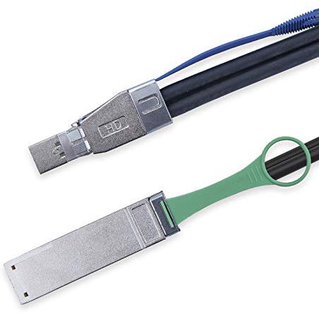 10Gtek SFF-8644 to QSFP (SFF-8436) DDR Hybrid Mini SAS Cable, External Copper SAS Cable for NetApp DS4243 DS4246 DS2246, 100-Ohm, 0.5-Meter(1.6-ft)