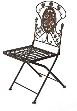 DanDiBo Gartenstuhl Metall Avis 1840 Metallstuhl Bistrostuhl Stuhl Garten Vintage Eisen Nostalgie Eisenstuhl Braun Antik