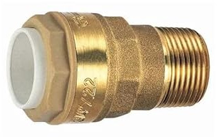 Raccord cuivre à clipser 15 mm, laiton mâle 15x21 (1/2), PUSH FIT