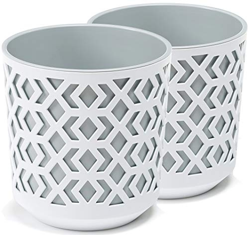 Tymar Blumentopf, 2er Set, runde Form, Übertopf (Weiß/Grau, ø 19,5cm)