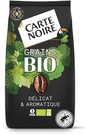 CARTE NOIRE - Café Grain Bio - 100 % Arabica - Origine Amérique Latine - Paquet de 1 kg - Fabriqué en France