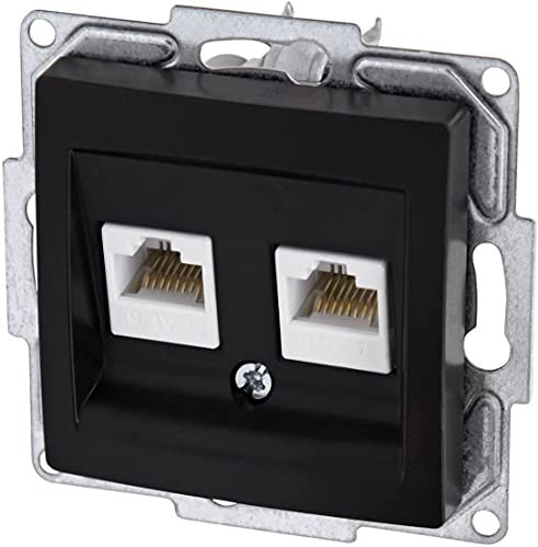 Unterputz Netzwerkdose CAT6 2-fach, Serie G1 schwarz