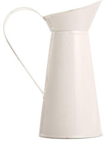Bontannd Vintage Grand Métal Shabby Chic Cream Vase Pichet Jug Conteneur De Fleur pour Mariage Décor