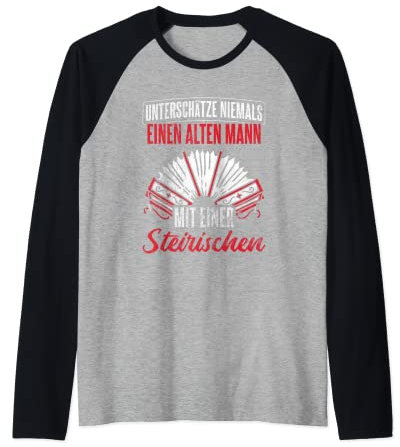 Herren Alter Mann Mit Steirischen Harmonika Akkordeon Raglan