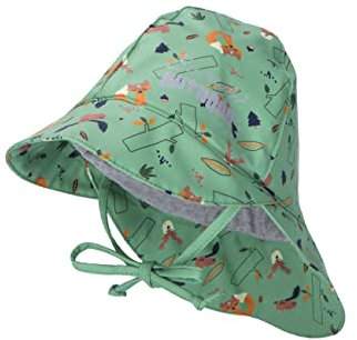 Sterntaler Baby Unisex Regenhut Baby Regenhut Waldtiere - Regenhut Baby, Hut Kinder - Schlapphut Wasserdicht mit Bindeband - grün, 47