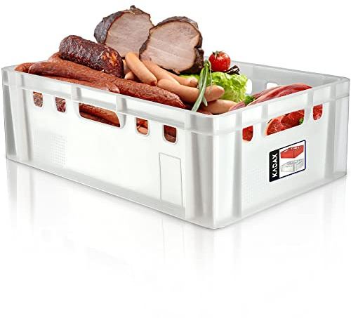 KADAX HDPE köttlåda, slaktare 60 x 40 cm, E2 köttlåda med bekväma handtag, lådor, eurobox, förvaringslåda, slaktare, smörlåda (40 liter)