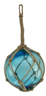 Sea-Club Fischerkugel Maritime Deko Glas/Tau Ø=13cm meerblau