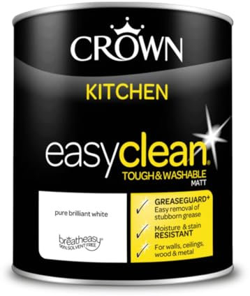 Crown Easyclean Kitchen Matt Emulsion 1L - Pure Brilliant White