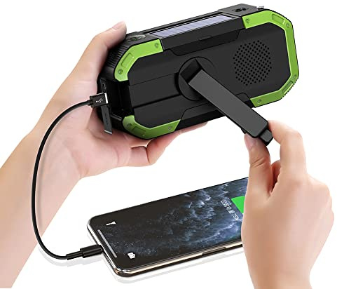 Cymwer Wind Up Solar Radio, Hand Crank and Solar Powered DAB Radio with USB Phone Charger, Solar Hand Crank Radio with 5000mAh Battery Power, Emergency Use for Camping, Hiking