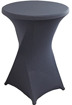 Stretch Stehtisch Hussen Spandex Stehtischhussen (Dunkelgrau 1er Ø 60-65cm) | Bartische Hochzeit Erstärkung im Fußbereich Rund Tischdecke für Bistrotisch Cocktail-Party