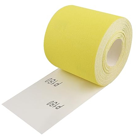 Shineboc 93 mm x 10 metros grano 180, papel de lija de cuarzo para madera, metal, pintura, yeso, masilla, automoción, compatible con lijadoras manuales