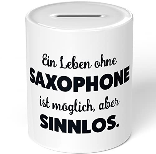 JUNIWORDS Spardose Sparbüchse, EIN Leben ohne Saxophone ist möglich, Aber sinnlos (1009828)