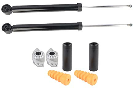 NSGMXT 2x Amortiguador trasero + soportes de amortiguador + guardapolvos Compatible con P0 I0 9N 1.4 TDI 1.9 TDI BMT BAY BKY BME 6Q0513025R 6Q0513025AA