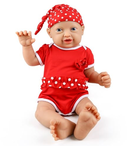 IVITA Silikon Reborn Baby Puppe Offener Mund Neugeborene Zwillinge Babypuppe Weiche Babypuppe Kann Schnuller Fressen Mädchen 59CM