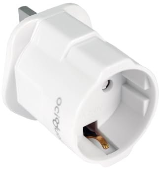 OcioDual Adaptateur Prise Anglaise, Prise Anglaise Adaptateur Francais, Dubai, Irlande, Angleterre, Convertisseur de EU vers UK, Europe ver UK Adapter, 2 Broches vers 3 Broches, Blanc