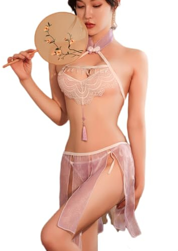 QNCLO Ropa interior de cosplay de geisha de anime japonés para mujer, estilo chino, ropa sexy (morado)
