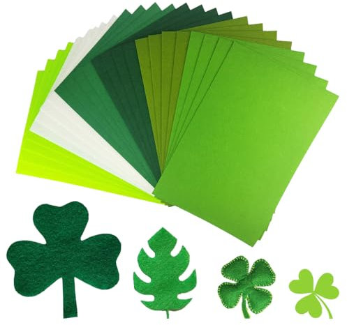 Filzstoffbögen, 20,3 x 30,5 cm, St. Patrick's Day, grün, Bastelfilz, 1 mm dick, A4, steife Filzbögen für Bastelbedarf (grüne Serie), 24 Stück
