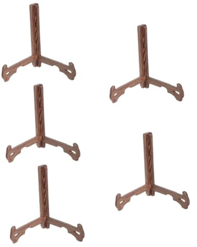 IMIKEYA 5pcs Vintage Style Plate Stand Wooden Display Shelf for Kitchen Sturdy Dish Holder Rack for Home Decor