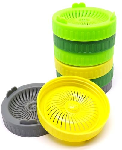 GDFYMI 8Pack Sprouting Lids for Mason Jars, 86mm Wide Mouth Plastic Canning Jar Mason Jar Pour Spout Lid for Bean Sprouts, Alfalfa, Salad Sprouts Grow - 4 colors