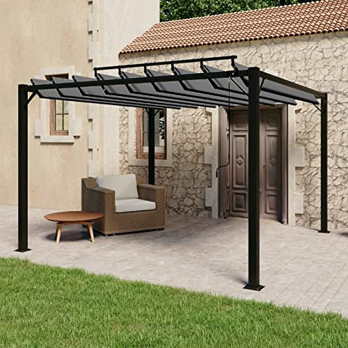 Vopese Gazebo with Louvered Roof 3x3 m Anthracite Fabric and Aluminium, Outdoor Garden Shelter for Patios, Backyard and Lawn Party Tent Marquee Canopy Event Tent
