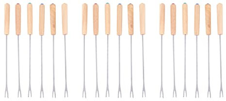 Oikabio Lot de 54 fourchettes à fondue en acier inoxydable avec code couleur et manche en bois de chêne résistant à la chaleur, 24,1 cm