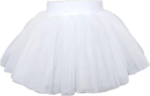 CHUANGOU Jupe Tutu en Tulle Ballet Tutu pour Femme (Blanc,S)