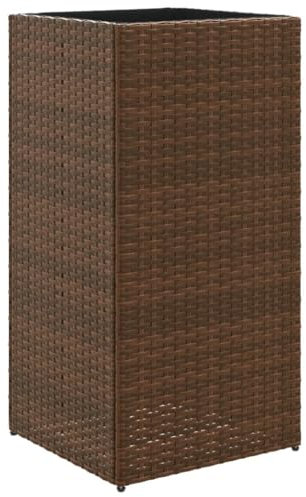 vidaXL Jardinière Marron 40x40x80 cm résine tressée, jardinière d'extérieur, bac à Fleurs, bac à tomates, jardinière de terrasse