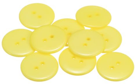 QUARKZMAN 10 Stück Nähknopf 1 (25mm) 2 Löcher Harz Runde Handwerk Ersatzknöpfe für Kleidung DIY Handwerk Dekoration, Gelb