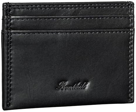 Benthill Kartenetui aus Echt Leder | Slim Mini Geldbörse für Damen & Herren | RFID Schutz - Kleines Portemonnaie, Farbe:Schwarz