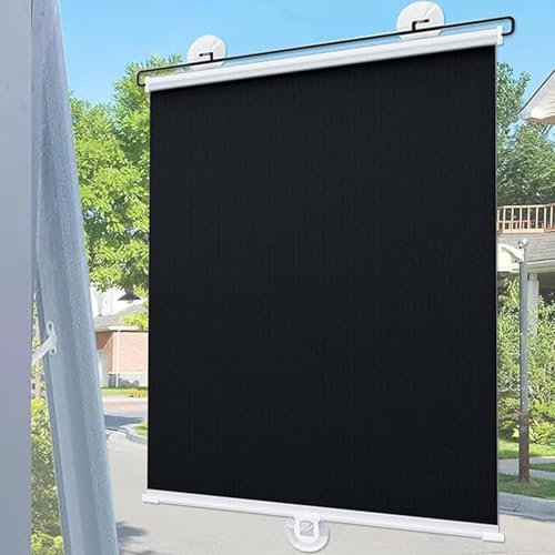 Verdunkelungsrollos mit Saugnapf, einziehbare Sonnenschutz Rollos, tragbarer temporärer Jalousie Vorhang, sonnendicht wärmeisolierend, für Türen Fenster Balkon