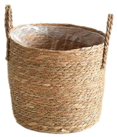KANGQL Cesta para macetas, cesta de mimbre con asas, maceta de ratán tejido, maceta de paja para almacenamiento de juguetes, XXL