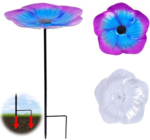 Vogeltränke Für Garten, Vogeltränke Stehend Metallblume, Vogeltränke Winterfest Mit Erdspieß, Vogelbad Garten Stehend, Vogeltränke Stehend Groß Frostsicher Winterfest Vogeltränke