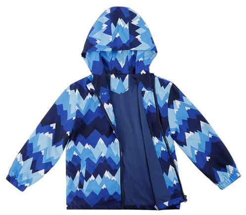 LACOFIA Chaqueta Impermeable para Niños con Forro Polar Cazadora Cortavientos Abrigos Cálida con Capucha Chubasquero Otoño/Invierno para Niños Azul 9-10 años