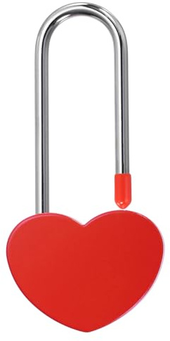 PATIKIL 3.9 50mm Love Locks Heart Padlock Without Key, Single Heart Wish Lock Romantic Heart Lock for Lovers Lock Bridge Wedding Anniversary Travel Present, Red