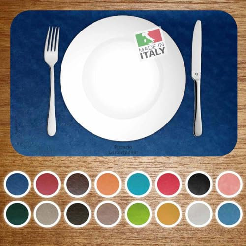 OGGETTANDO: SET 6pz personalizzabili tovagliette lavabili americane tovagliette ecopelle lavabile antimacchia, per casa, cucina, ristorante, hotel (Blu pelle, 6pz - S)