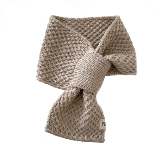 YGSIKY Damenschals mit Pelzkragen für den Winter, Kleiner Strickschal für Damen, Warmer Häkelschal für den Herbst und Winter, Musselinschal, modischer Damen-Winterschal (Beige)