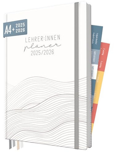 Häfft® Lehrer-Planer 2025/2026 A4 + Waves of Time Hardcover Lehrerkalender mit Wochenkalendarium, 226 Seiten, Stickern und mehr - nachhaltig & klimafreundlich