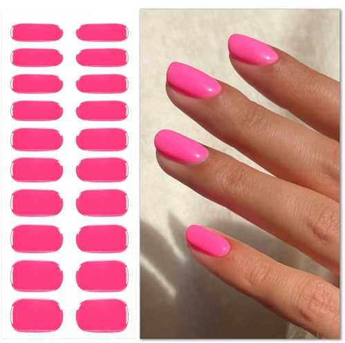 JMEOWIO Nagelfolie Leuchtendes Pink Gel Nail Nagelfolien Selbstklebend Nagelsticker Uv Härtend Dekoration Nageldesign Zubehör