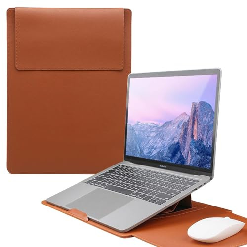 13-14 pollici Custodia per Laptop Impermeabile con Supporto Regolabile, Custodia Sottile e Leggera in Pelle per Laptop, Compatibile con MacBook Air/Pro