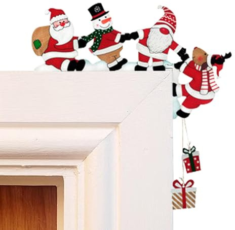 Pcingsia Marco de Esquina de Puerta de Navidad, decoración de Pared para Festivales, decoración de Puerta de Navidad, decoración de Puerta de Navidad, Adorno de Marco de Puerta de casa con Alce de