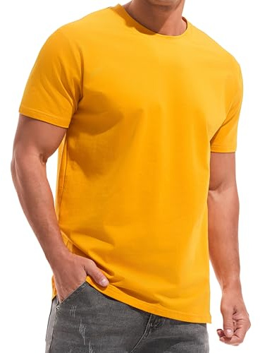 RONOMO Men's Solid Color Comfortable Ice Feeling T-Shirt | 95% cotton 5% spandex medium elastic comfortable fabric