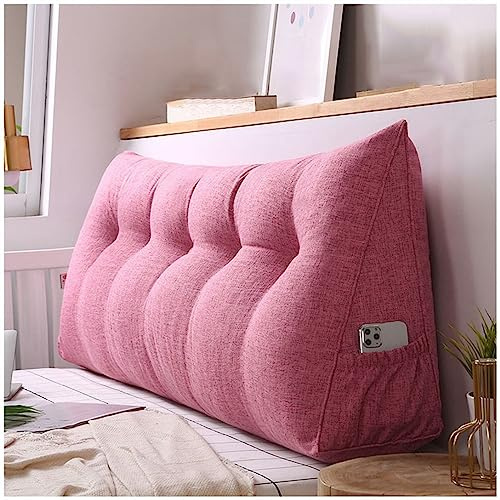 Large Triangular Headboard Pillow with Removable Cover and Pocket Begonia Red 20