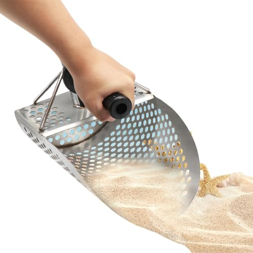Pala per metal detector, Pala per setacciare la sabbia in acciaio inossidabile, Metal Detector Beach trova Scoop, Pala da scavo veloce da setacciare, per rilevazione di metalli per